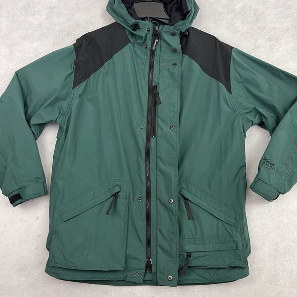 WOOLRICH Jacket Mens Medium Windbreaker Parka Spruce Green Hooded Drawstring - Picture 8 of 16
